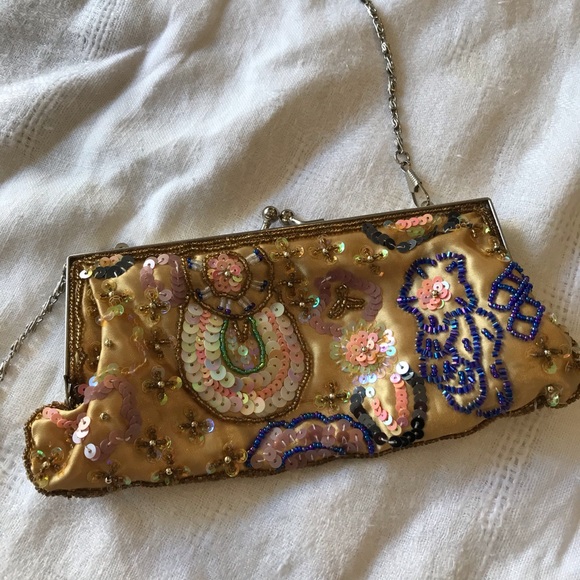 Bijoux Terner Handbags - Vintage beaded & sequined purse with chain strap.